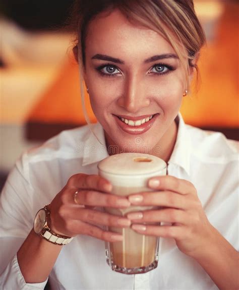 Lifestyle And People Concept Beautiful Girl With Cup Of Coffee Stock