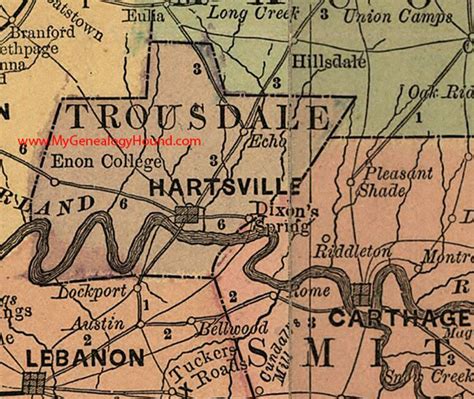 Trousdale County Tennessee 1888 Map Tennessee Map County Map Tennessee