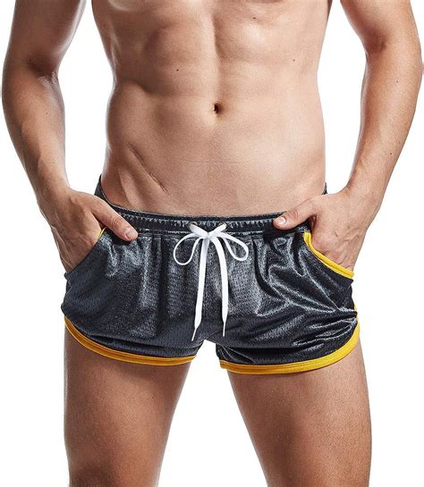 aimpact mens jogging running gym shorts short shorts sexy mesh shorts for with pocket grey s