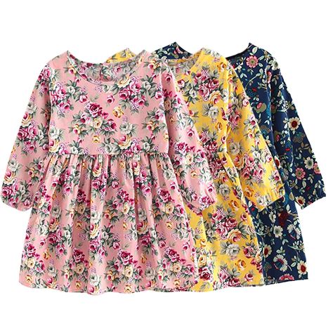 Buy Best 1pcs Kids Dresses Children Girls Long Sleeve Floral Princess