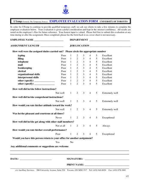 Printable Free Employee Self Evaluation Template Forms Printable Forms Free Online