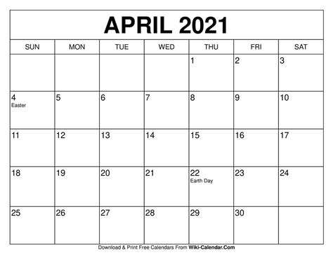 Free Printable April 2022 Calendars Wiki Calendar