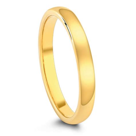 Classic Polished Yellow Gold Tungsten Wedding Band Widths 2mm 8mm