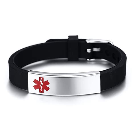 Engravable Medical Alert Id Bracelet Stainless Steel Silicone Diabetes
