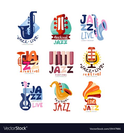 Logos Set For Jazz Festival Or Live Concert Vector Image