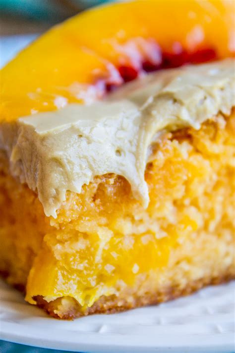 Peach Cake With Brown Sugar Frosting Brown Sugar Frosting Desserts