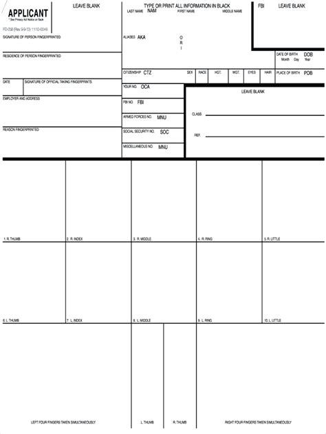 Promotional materials submitted in pdf format may need special consideration to ensure accurate representation of the actual image. FBI FD-258 2013 - Fill and Sign Printable Template Online | US Legal Forms