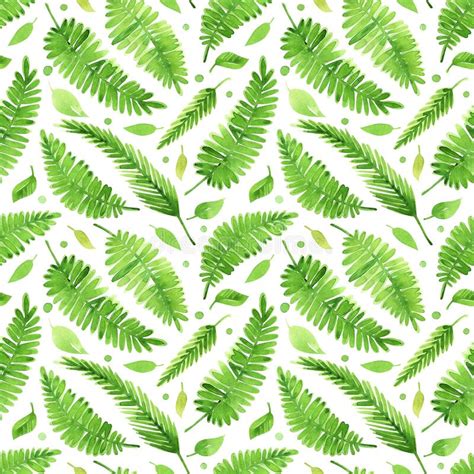 Watercolor Green Tropical Leaves Seamless Pattern Stock Photo Image