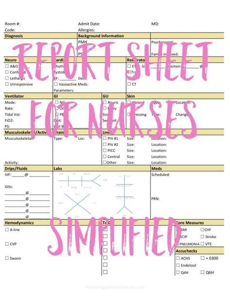 Icu Nurse Brain Sheet Nursing Report Sheet Brain Sheet