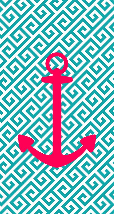 Iphone 5 Wallpaper Anchor Pink Blue Aqua Design I