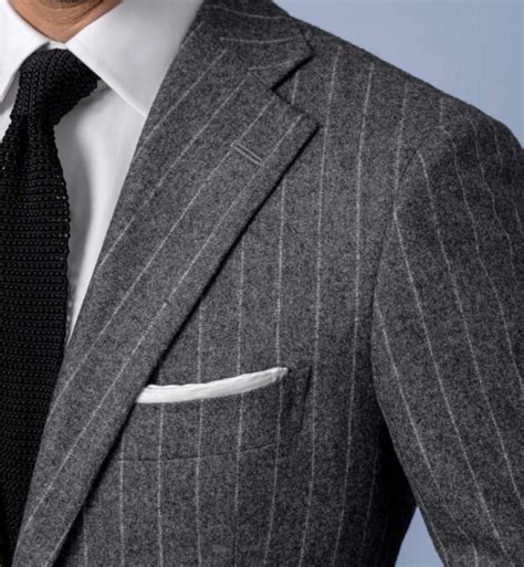 Allen Grey Chalkstripe Wool Flannel Suit Custom Fit Tailored Clothing