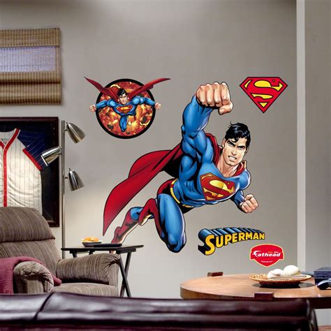 Superman Marvel Hero Wall Mural Steel Bedroom Sticker Poster Comic