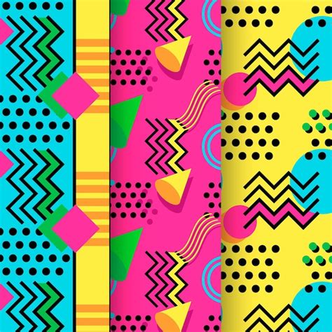 Free Vector Colorful Memphis Pattern Collection