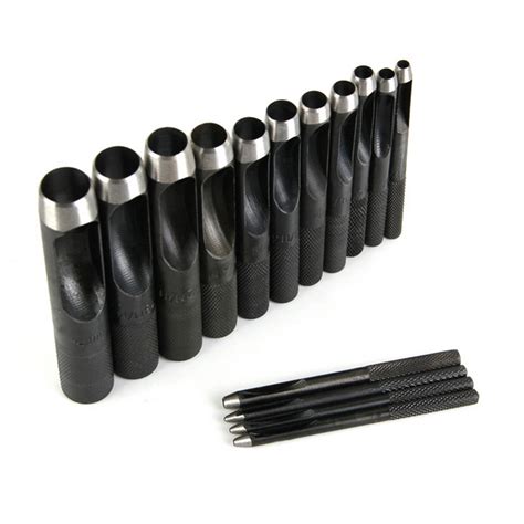 Round Hollow Punch Set Hand Tools Hole Punching Leather Gasket Carbon