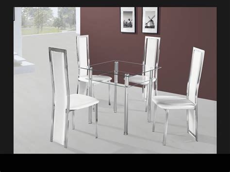 Small Square Clear Glass Dining Table And 4 Chairs Homegenies