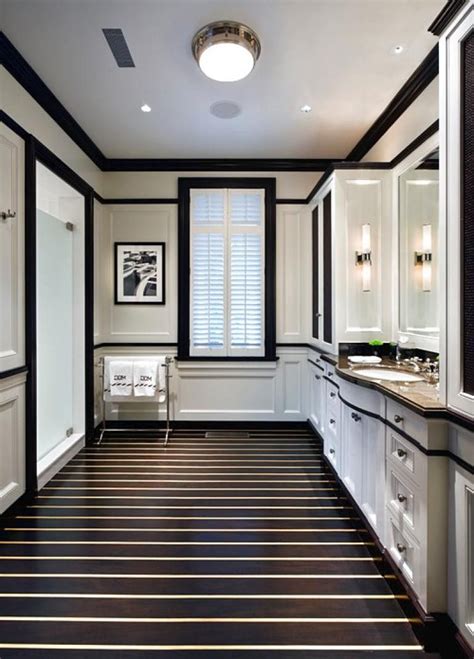 Up close the baseboard part looked a little thick, so we walked into the other rooms to be sure. The Best Bold and Creative Black and White Bathroom Decor ...