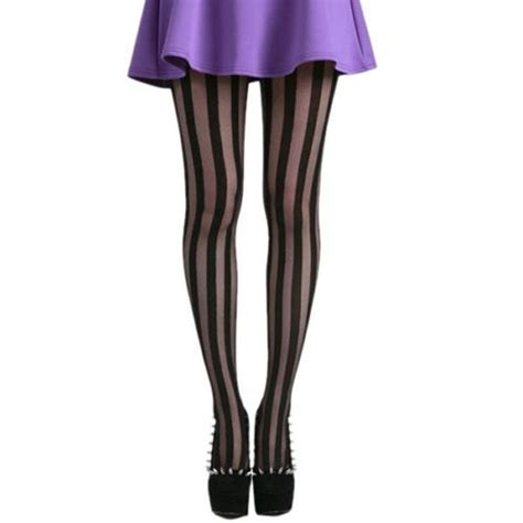Aliexpress Com Buy New Women Hot Gothic Punk Sexy Vertical Stripe Black Pantyhose