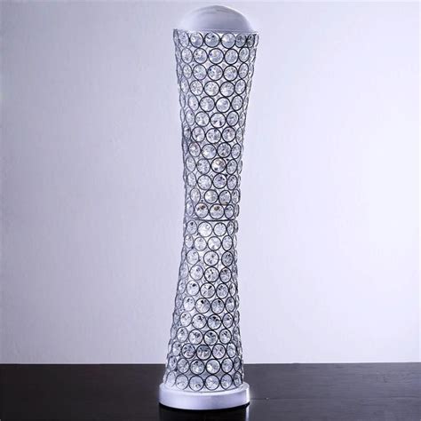 24 White Hurricane Crystal Beaded Floral Vase Crystal Vase