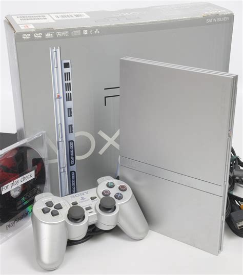 Ps2 Slim Console System Boxed Scph 77000 Satin Silver Playstation 2