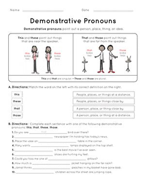 Demonstrative Pronouns Worksheet Grade Pdf Instantworksheet