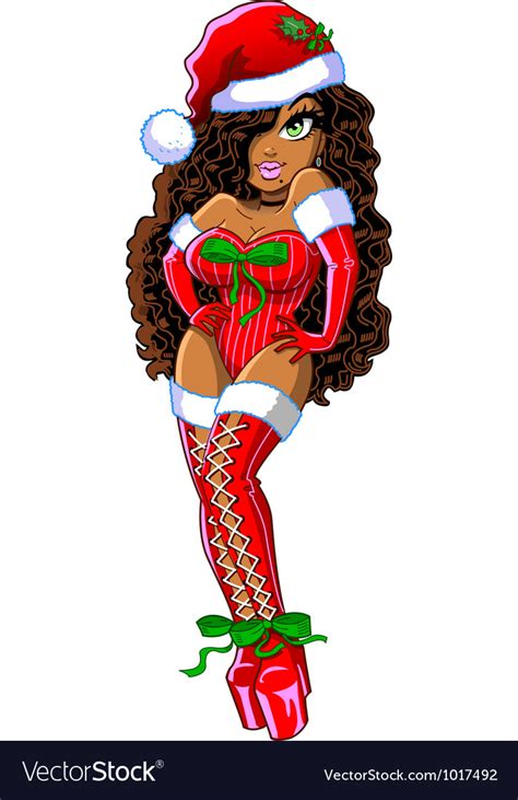 Sexy African American Christmas Girl Royalty Free Vector