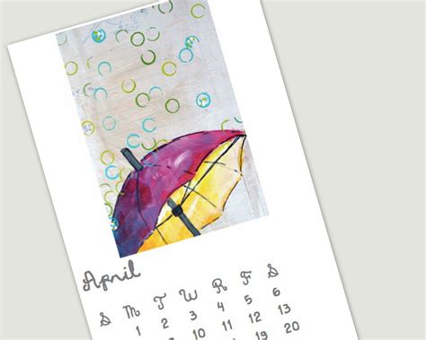 Hand Made Unlimited 3x5 Printable Calendar Art Print Calendar Desk