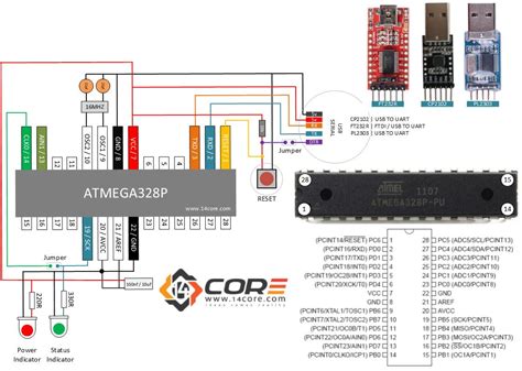 Looking for information on doorbell wiring? Wiring a Stand Alone ATMEGA328P CMOS 8Bit Microcontroller | 14core.com