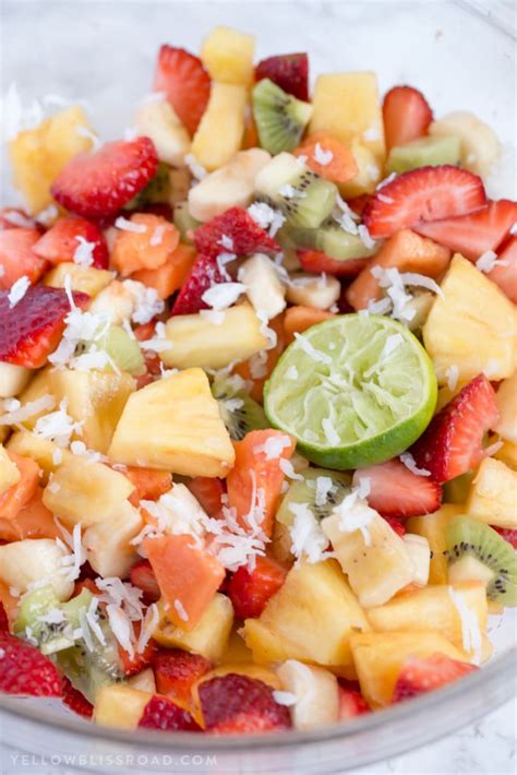 Tropical Fruit Salad With Honey Lime Dressing Hawaiian Inspired