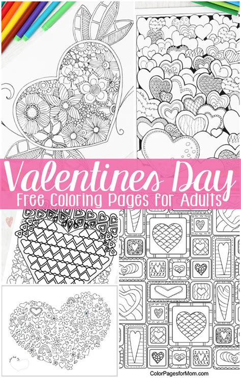 Free valentine coloring sheets and coloring book pictures. Free Valentines Day Coloring Pages for Adults - Easy Peasy ...