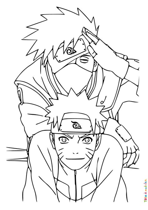 Coloriage de Naruto et Kakashi à imprimer avec Tête à modeler