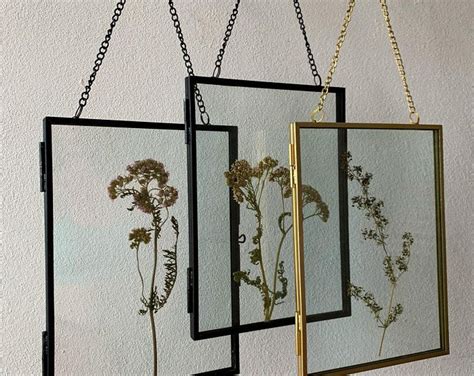 Ncyp Vintage Brass Copper Floating Hanging Glass Long Hexagon Picture