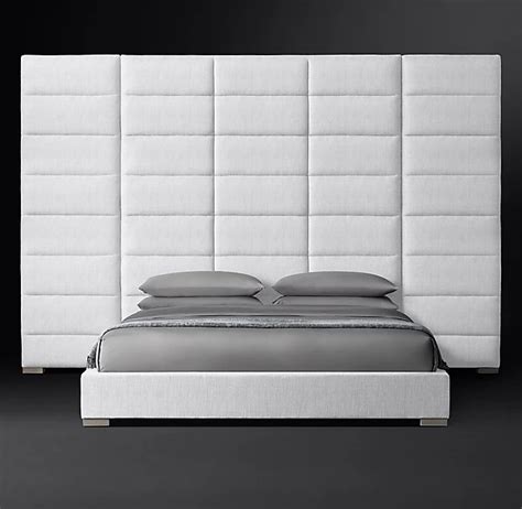 Modena Extended Panel Rectangular Channel Fabric Platform Bed