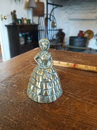 Beautiful Vintage Brass Bell Victorian Lady In A Dress And Bonnet Great Sound Ebay