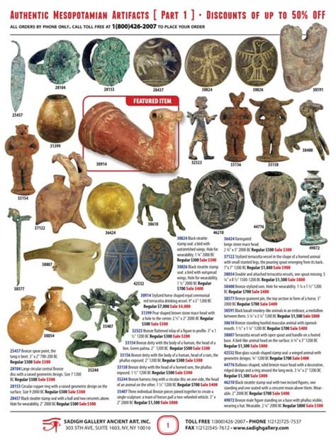 Sadigh Gallery Mesopotamian Artifacts Sale Part 1 Pdf