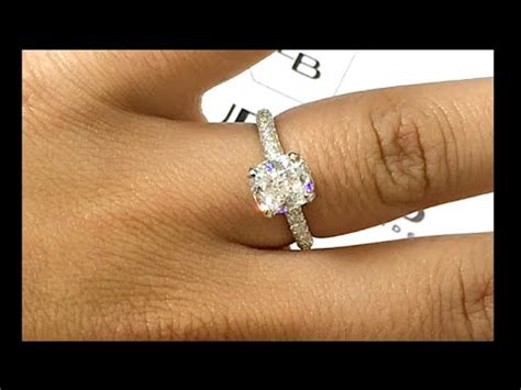 Solitaire engagement ring with a 1/2 carat tw diamond in 14ct yellow & white gold. 2 carat Cushion Cut Diamond Engagement Ring in 3-Row Pave ...