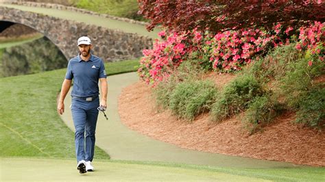 Masters Champion Dustin Johnson Walks To The No 12 Green During Round