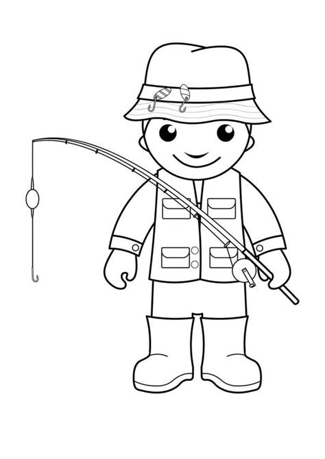 Little Fisherman Coloring Page | Coloring Sky