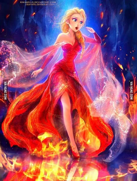 What If Elsa Had Fire Power Gaming Disney Fan Art Disney