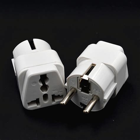 10pcs white eu european germany plug adapter 3 pin to 2 round pin german standard plug socket 4
