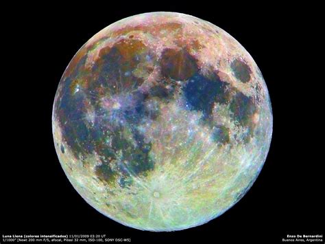 Luna Llena Colores Intensificados 11012009 Astronomía Sur