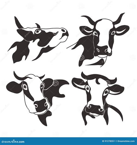 Cow Head Cattle Silhouette Milk Cartoon Vector