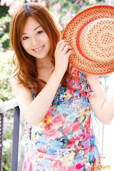 Red Headed Asian Cutie Posing In A Floral Printed Dress Jun Natsukawa