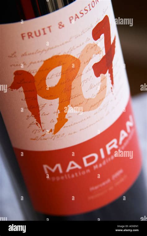 Bottle Of 1907 Madiran Fruit And Passion Detail Of Label Madiran France
