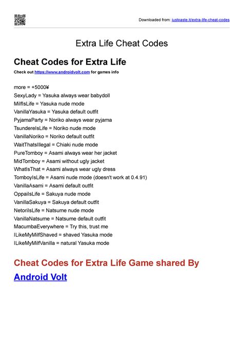 Extra Life Cheat Codes Justpasteit Downloaded From Justpasteextra