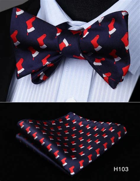 Christmas Bow Tie Ts For Men Bowtie And Handkerchief Set Silk Mens