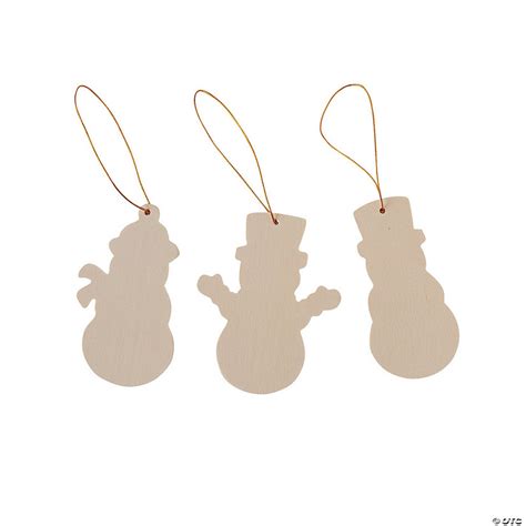 Diy Unfinished Wood Snowman Shape Ornaments 12 Pc