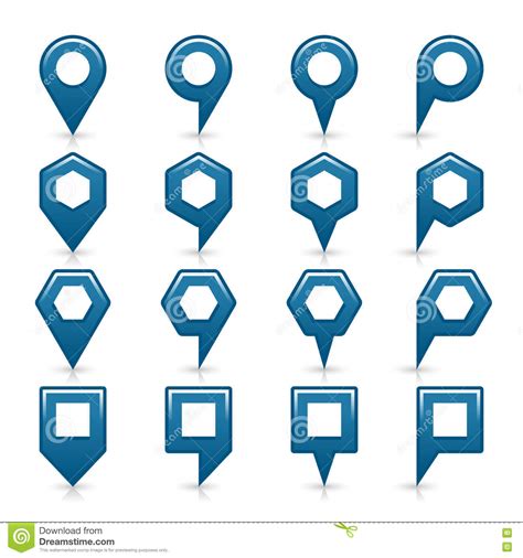 Flat Blue Color Map Pin Sign Location Icon Stock Vector Illustration