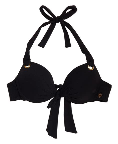 Womens Picot Textured Cup Bikini Top In Black Superdry
