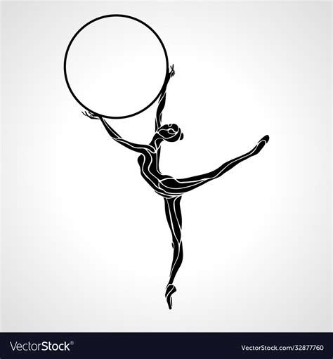Rhythmic Gymnastics Girl With Hoop Silhouette Vector Image