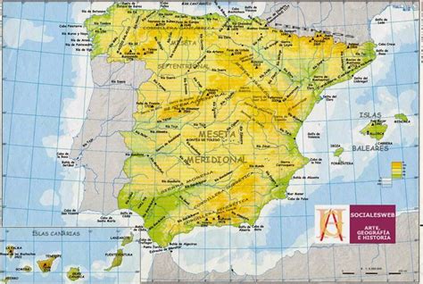 La alcarria mapa fisico : Geografía e Historia 1º ESO : MAPA FÍSICO DE ESPAÑA